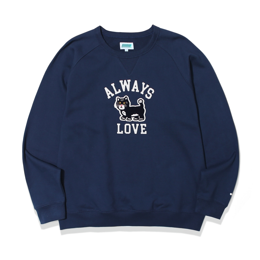 마크엠(MARKM) Always Love My cat Sweatshirts Navy