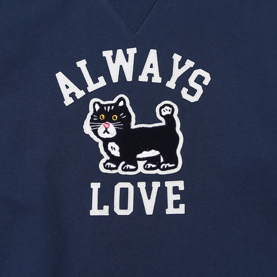 마크엠(MARKM) Always Love My cat Sweatshirts Navy