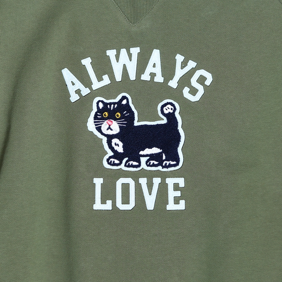 마크엠(MARKM) Always Love My cat Sweatshirts Khaki